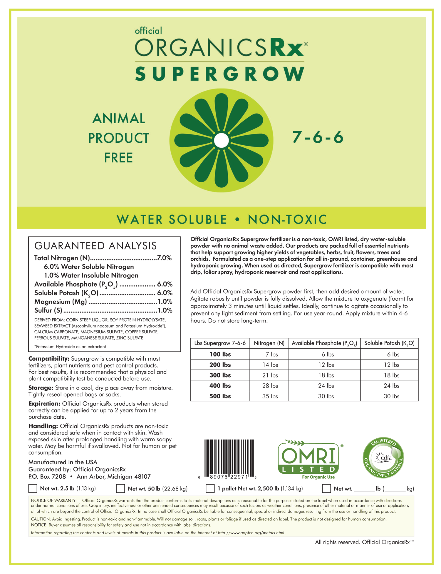 Supergrow Plant Based Fertilizer